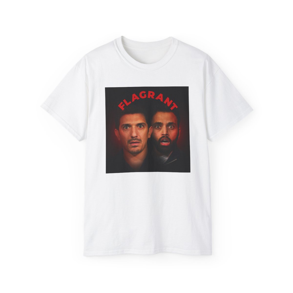 Flagrant Faces Tee | Podcast Hosts Portrait Shirt | Flagrant Podcast - alternate angle 2, merchandise