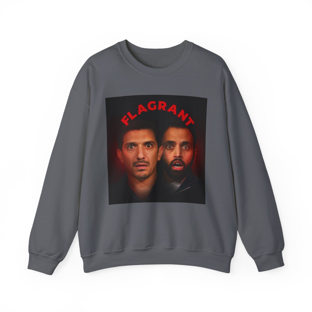 Flagrant Faces Crewneck Sweatshirt | Portrait Graphic Crewneck | Flagrant Podcast - alternate angle 3, merchandise