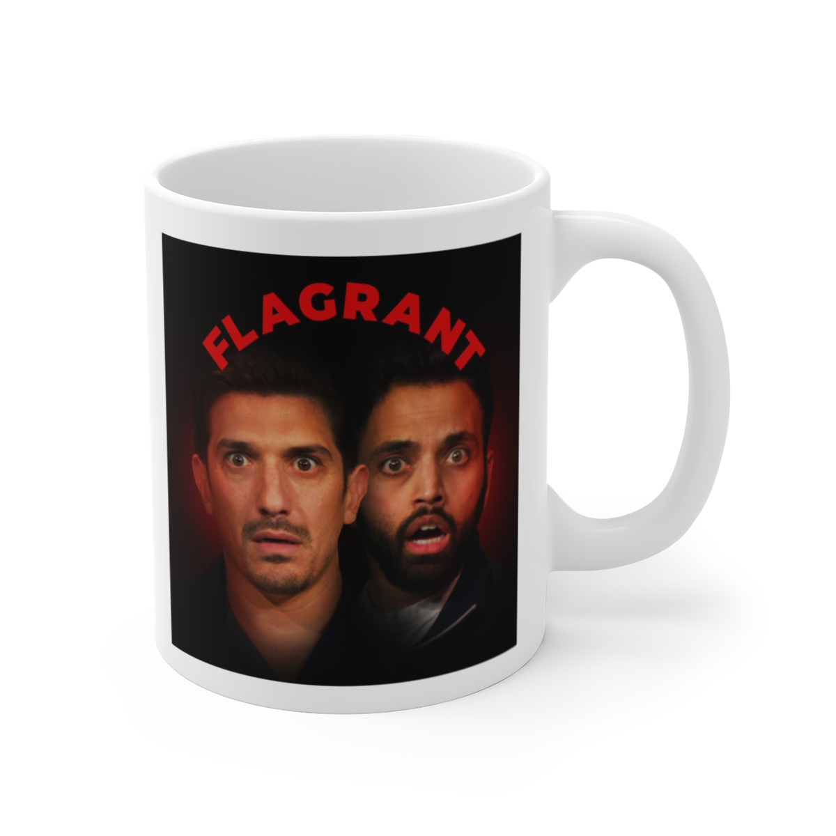 Dark Portrait Face Illustration Mug | Moody Red Black Portrait | Flagrant Podcast
