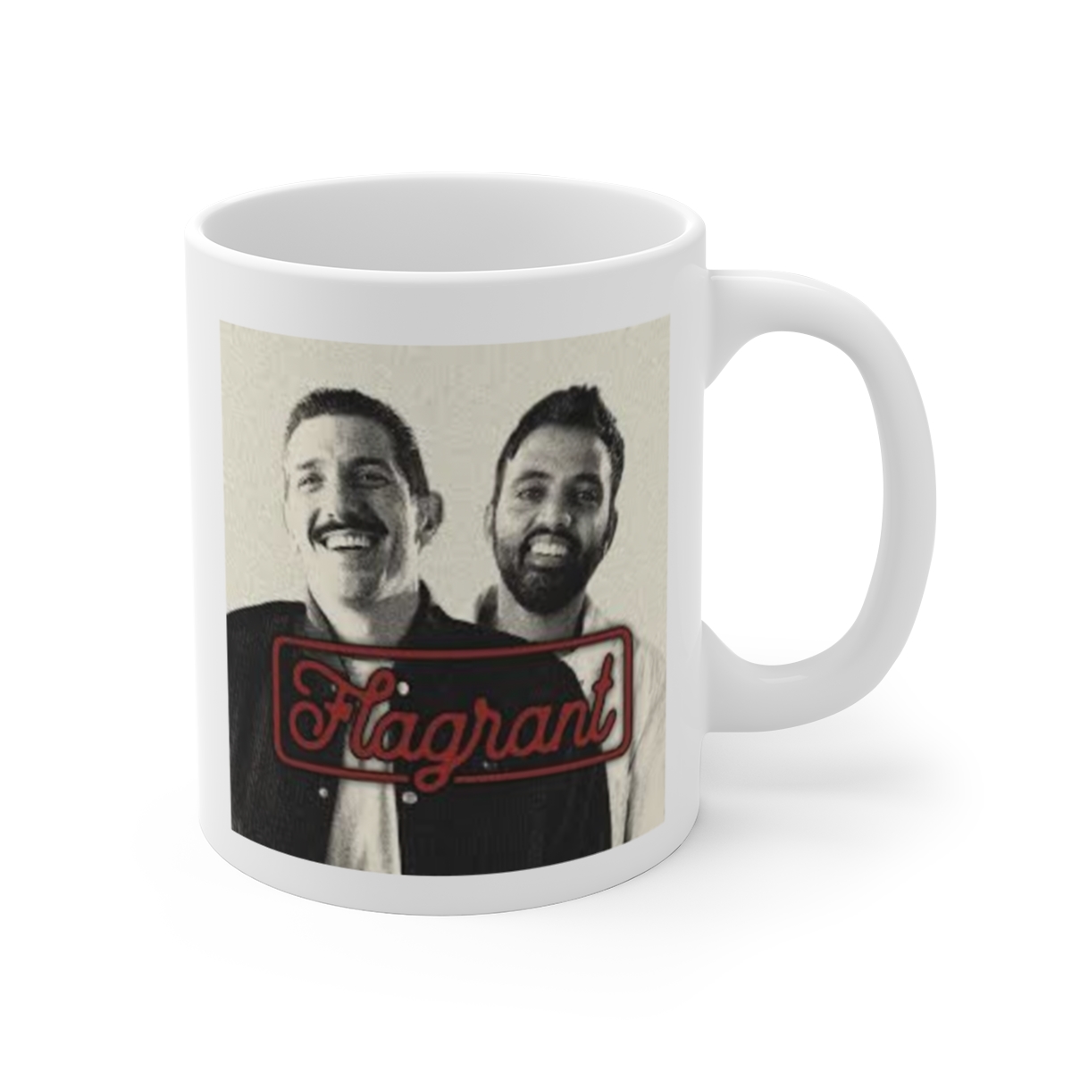 Retro Portrait Illustration Mug | Vintage Monochrome Face Art | Flagrant Podcast