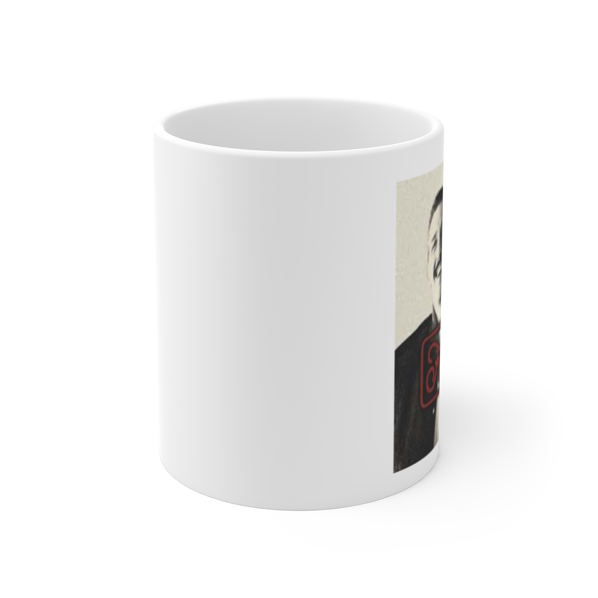 Retro Portrait Illustration Mug | Vintage Monochrome Face Art | Flagrant Podcast - alternate angle 1, merchandise