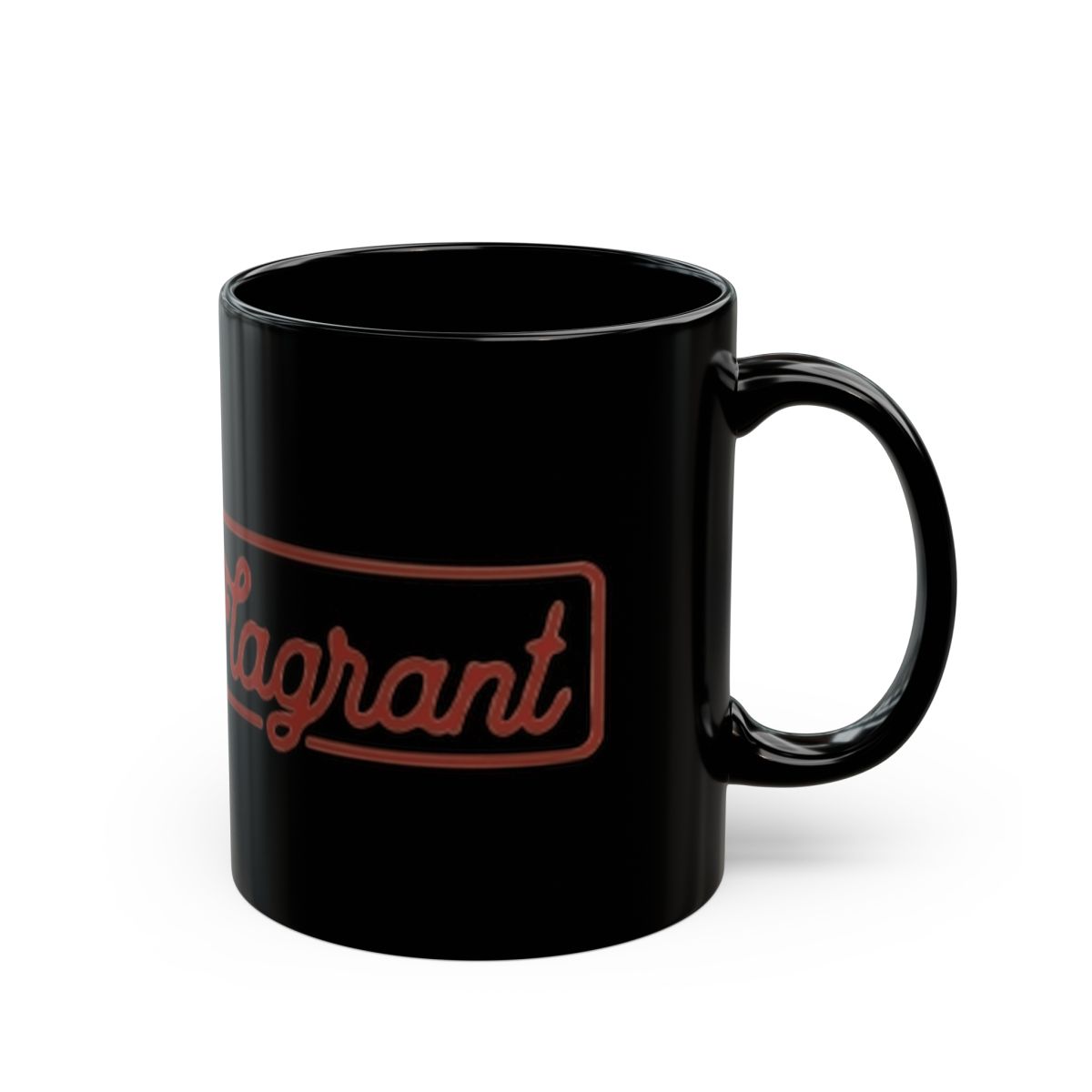 Fragrant script logo Mug | Black ceramic coffee cup | Flagrant Podcast
